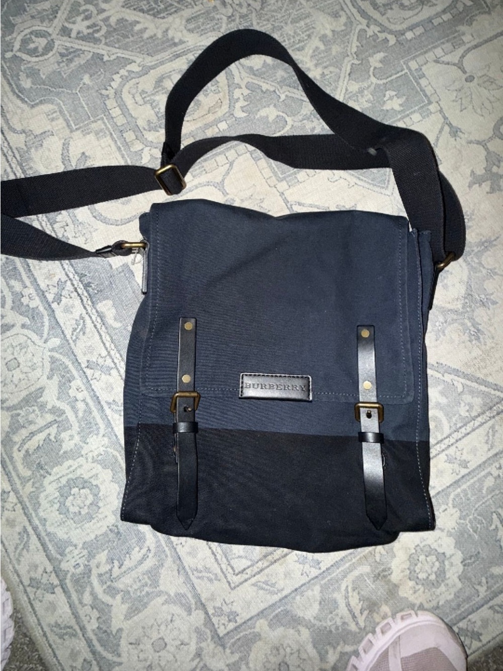 Burberry Two-Tone Navy and Black Canvas Messenger Bag
